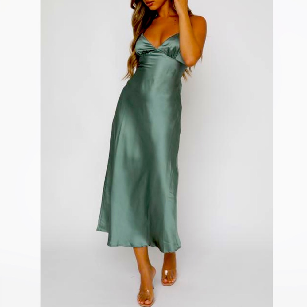 White Fox Midi Dress Sage